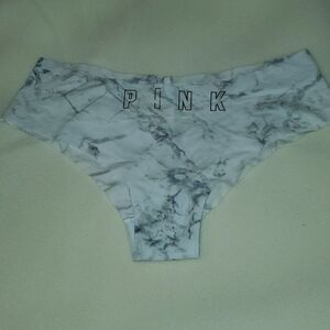 Victorias Secret Pink Logo Grey Marble LaserCut Cheekster Panty Panties Undies M